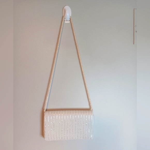 Vintage Walborg White Sequin Mini Shoulder Bag Clutch - Picture 1 of 5